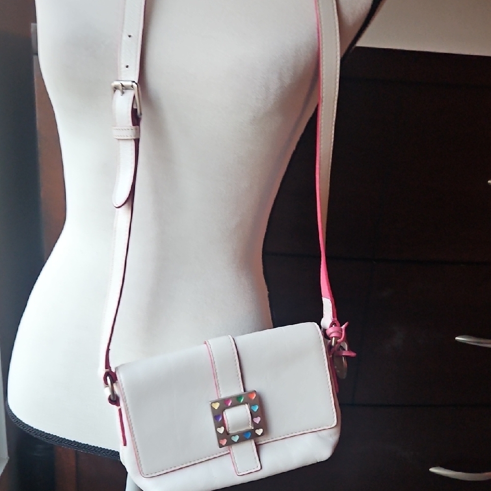 Dooney & Bourke White and Pink Crossbody Bag - Picture 5 of 13